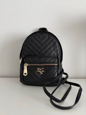 Victoria's Secret Black Quilted Mini Backpack with Gold Hardware